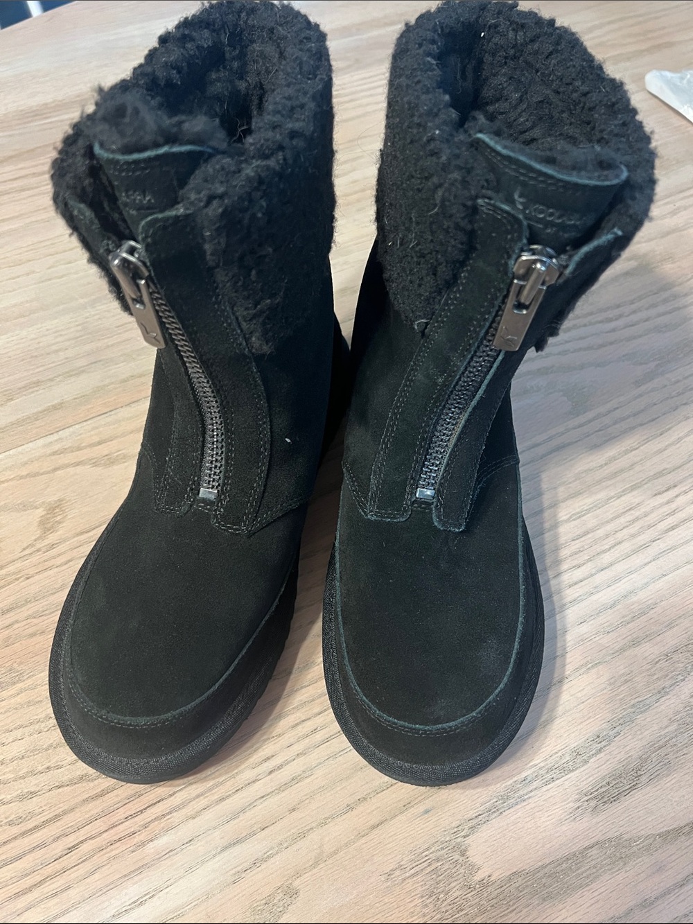 Koolaburra Black Suede Short Shearling Boots